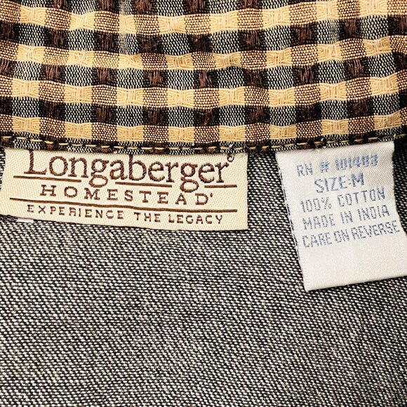 Vtg Longaberger Homestead Denim Jacket Sz M Plaid Flip Cuff Farm Country Autumn - Picture 7 of 7